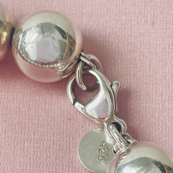 TIFFANY & CO "HARDWEAR" SILVER BALL-BEAD BRACELET / 7” - Picture 5 of 9